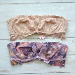 Set of 2 VS PINK Lace Strapless Bralette